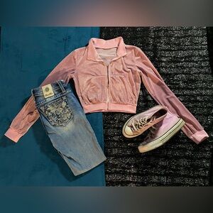 Pink velvet zip-up jacket - a cute, glamorous addition to any outfit